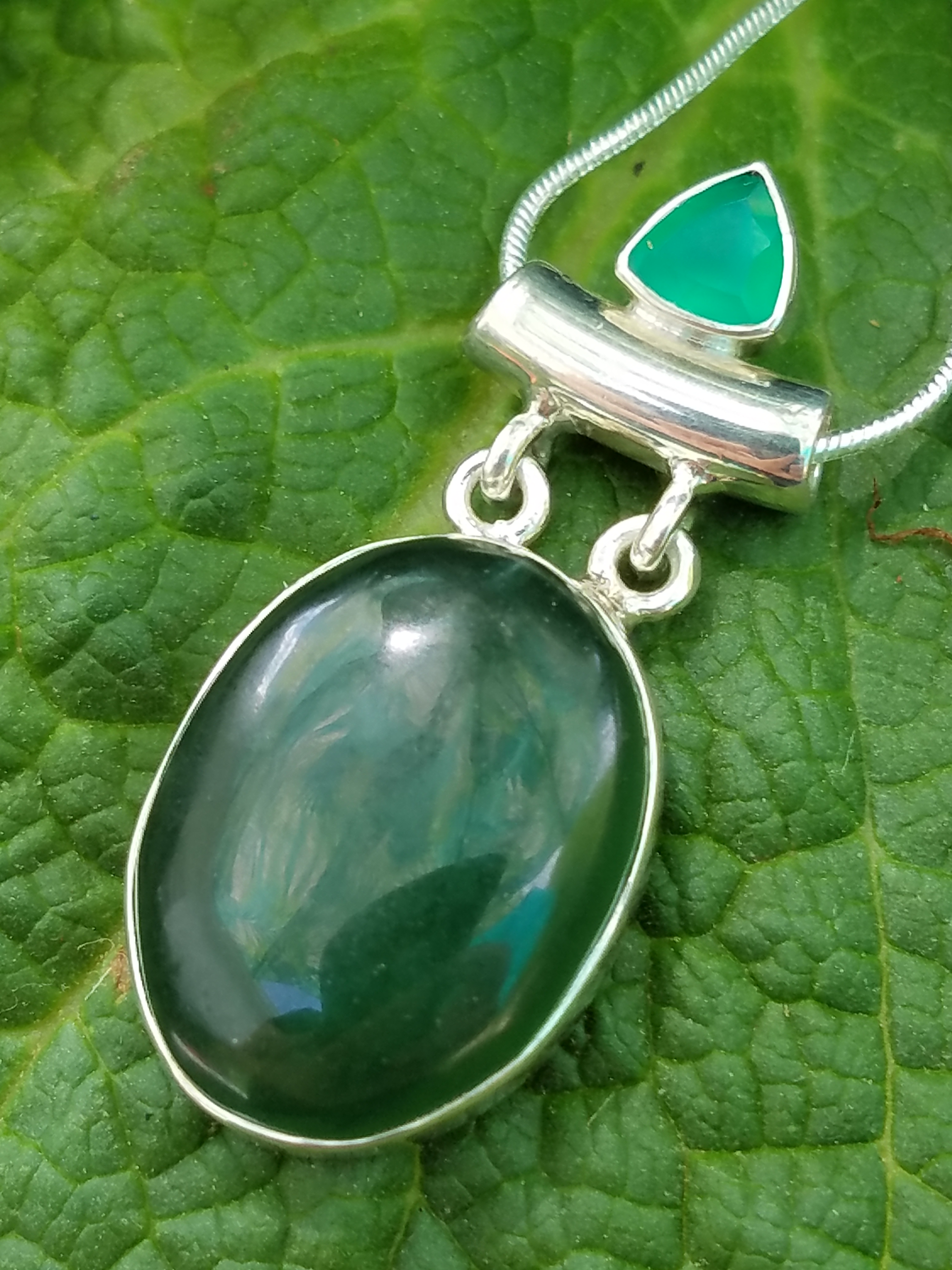 Nephrite Jade & Green Onyx 925-Sterling Silver Pendant Necklace ...